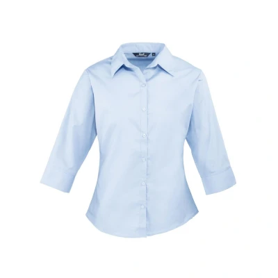 Image of Premier Womens/Ladies Poplin 3/4 Sleeve Shirt (Light Blue) Size 12 UK