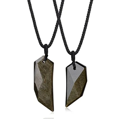 Image of COAI Howlite Tiger Eye Necklace Stone Amulet His and Hers Necklaces