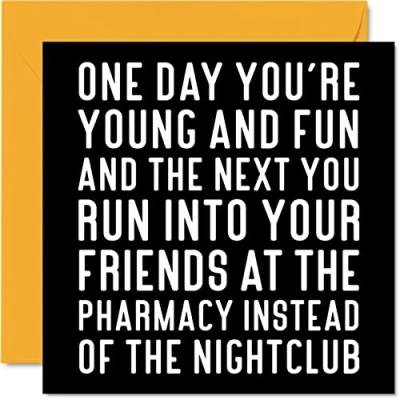 Image of Funny Birthday Cards for Women Men Nightclub Friends Rude Him Her Mum Dad Brother Sister Friend Colleague, 145mm x Joke Humour Banter Bday Greeting