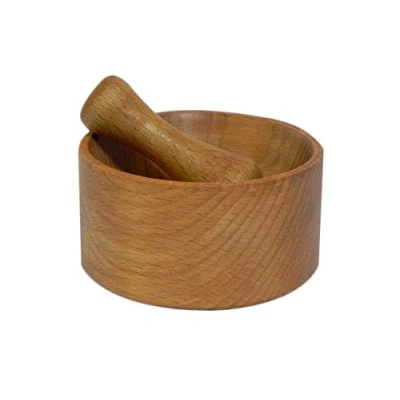 Image of NATURAL WOOD PESTLE AND MORTAR WITH BOWL SPICE HERB CRUSHER GRINDER GRINDING M02