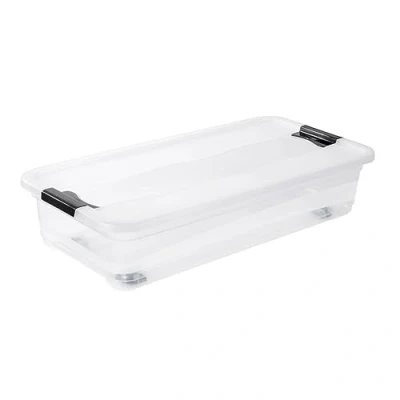 Image of Keeeper Crystalbox with Caster Wheels and Lid, Sliding Closure, 79.5x39.5x18 cm, 33 Litre, Konrad, Transparent