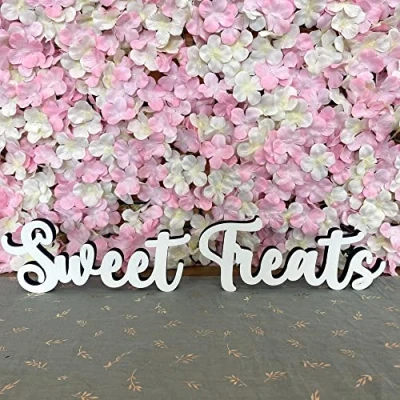 Image of Luck and Sweet Treats Table Sign, Wooden Wedding Decorations, Freestanding Wood Decoration
