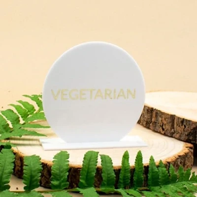 Image of Custom Vegetarian Food Acrylic Table Sign