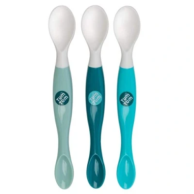 Image of TUM 3pc Swapsie Weaning Spoons Set, Double Ended Baby Spoons, BPA &amp; Dishwasher Safe (Blue)