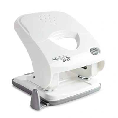 Image of Rapesco 1526 ECO X5 40ps Less Effort 2 Hole Punch, 40 Sheet Capacity, Soft White