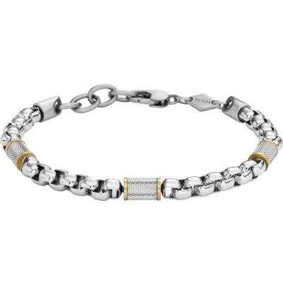 Image of Fossil Bracelet for Men , Inner Length: 180mm 195mm Gold, Silver Stainless Steel Bracelet, JF04138998