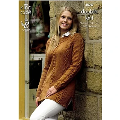 Image of King Cole 4076 Knitting Pattern Sweater and Cardigan to Knit in Merino Blend DK,Multicolor,28&quot; 46&quot;