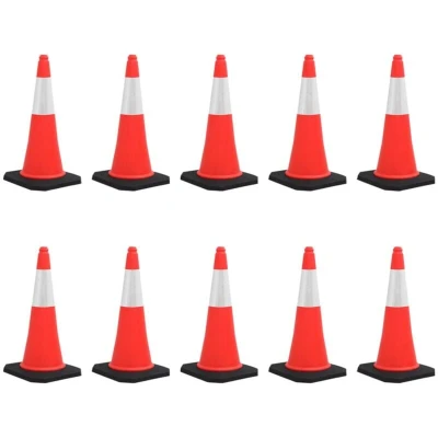 Image of vidaXL Reflective Traffic Cones with Heavy Bases 10 pcs 75 cm