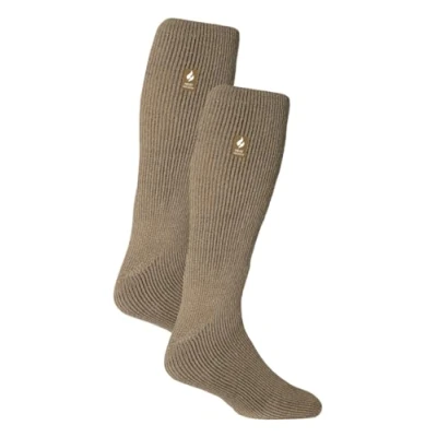 Image of HEAT HOLDERS 2 Pack Mens Knee High Thermal Socks Warm Cosy Long for Winter (6 11, Stone)