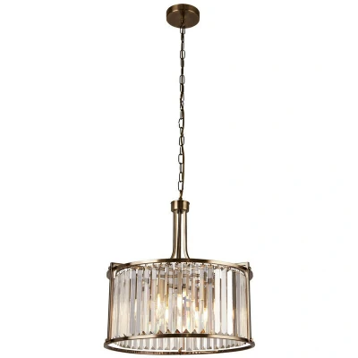 Image of Victoria 5 Light Pendant Antique Brass, Clear Crystal