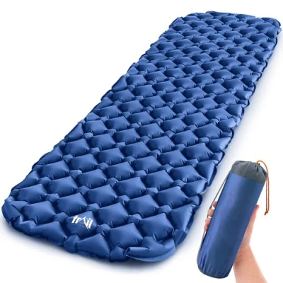 Image of Lightweight Sleeping Mat, Ultra Light Inflatable Camping Pad, Outdoor Hiking Backpacking Festival Air Mattress, Waterproof TPU, 190cm x 56cm 5.5cm, 520g (Blue)