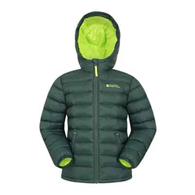 Image of Mountain Warehouse Seasons Padded Kids Jacket Water Resistant &amp; Lightweight Insulated Rain Coat for Boys Girls Great Spring Summer, School or Travelling Khaki 2 3 Years