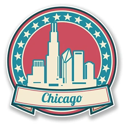 Image of 2 x 10cm Chicago Illinois USA America Sticker Car Laptop Travel Luggage #6747 (10cm 10cm)