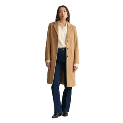 Image of GANT Wool Blend Tailored Womens Jacket Dark Khaki Small