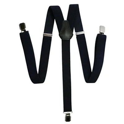 Image of Olata Y Shaped Unisex Adjustable Skinny Clip on Braces/Suspenders with Metal Clips 2.5cm. Black