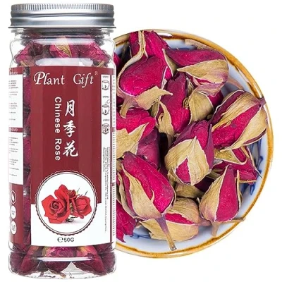 Image of Plant Gift Natural Dried Chinese rose Buds, 50G/1.76oz 月季花（Rosa chinesis Jacq.）Rosebud Flower, Herb Loose Leaf Tea, Fragrant Healthy Herbal Tea China