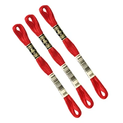 Image of DMC Amazon 3 Skein Pack Embroidery Floss, Bright Red