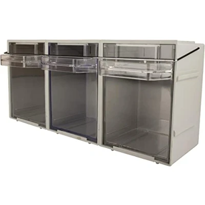 Image of Rhino Tilt Bins RTB3BAR Van Storage with Retaining Locking Bar Wall Mounted Small Parts Components Boxes. Ideal Clear View Containers for Screws Bolts Nails