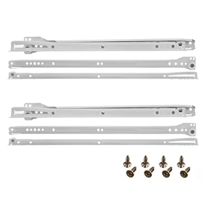 Image of HELPMATE Roller Slide Guide 350 mm 2 Pairs Set of 4 Runners Drawer Rail System Partial Extension White Including Fixing Material