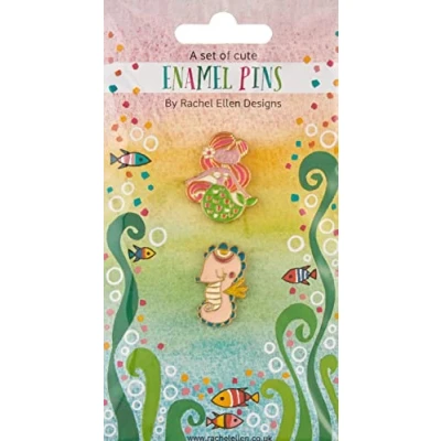 Image of Enamel Pin Badges by Rachel Ellen Set of 2 Under The Sea Mermaid and Seahorse PIN4