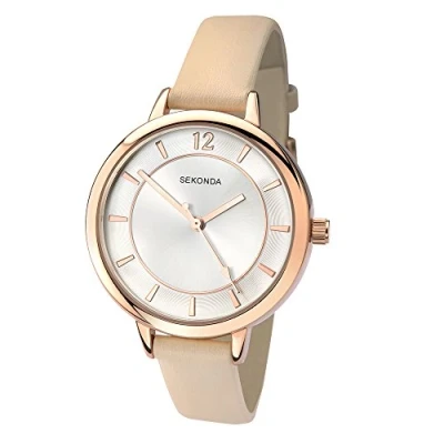 Image of Sekonda Women&#039;s Quartz Watch with Silver Dial Analogue Display and Beige PU Strap 2137.27