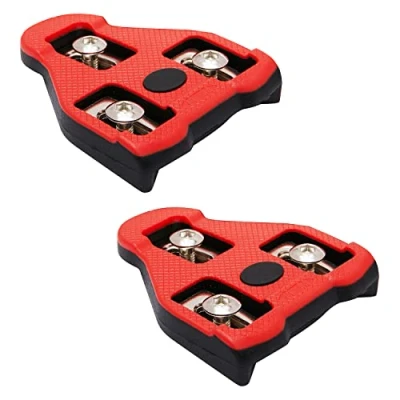 Image of FOTGROY Bike Cleats Compatible with Peloton Look ARC Delta, Indoor Cycling &amp; Road Cleat Set, Fully Delta Clips (9 Degree Float) Black Red Rhombus