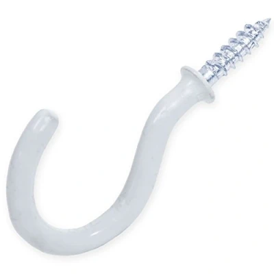 Image of 32mm White Plastic Screw in Cup Hooks Pack of 25