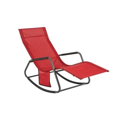 Image of Indoor Outdoor Garden Rocking Sun Lounger Recliner Relaxing Chair with Side Bag,OGS47 R Sobuy