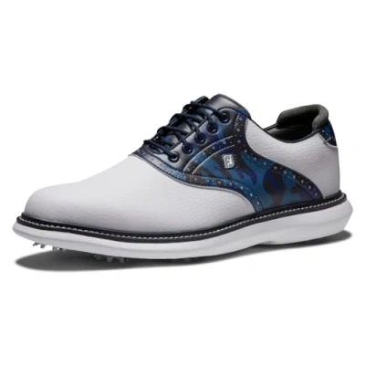 Image of FootJoy Men&#039;s Traditions Golf Shoe, White/Navy Camo, 15