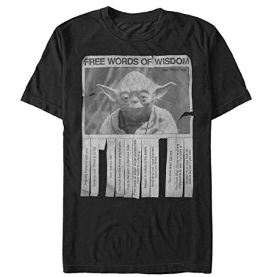 Image of STAR WARS Men&#039;s Words of Wisdom T Shirt, Black, S