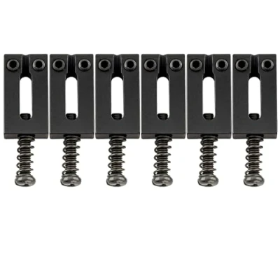 Image of Musiclily Pro 10.8mm Stainless Steel Modern Guitar Tremolo Bridge Saddles for Strat Stratocaster Electric Guitar,Black (Set of 6)