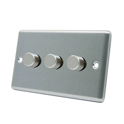 Image of AET CSC3GDIM40 Satin Chrome Classical 400W 10 Amp Triple 3 Gang 2 Way Light Dimmer Switch, 400 W, 240 V