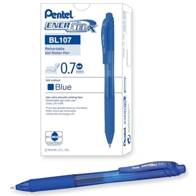 Image of Pentel EnerGel X 0.7mm Tip Retractable Pen, Blue (Pack of 12)