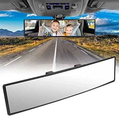 Image of URAQT Rear View Mirror, Universal Anti Glare Learner Driving Instructor HD Convex Rearview Suitable for Car, SUV, CRV, Vans, Trucks Wide Angle Mirror (310 X 8.5 mm)