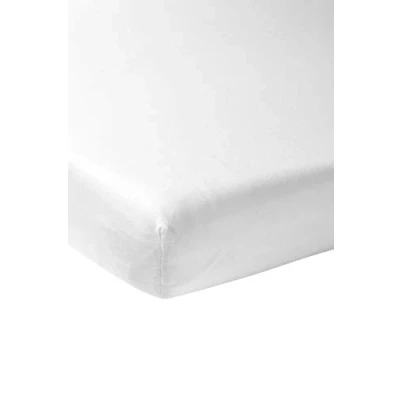Image of Meyco Home Basic Jersey Plain Fitted Sheet for 1 Person (Flat with Soft Quality, Made of 100% Cotton, thanks to All Round Elastic, Breathable, Dimensions: 90 x 200 cm), White
