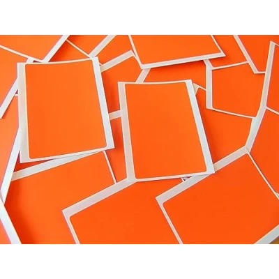 Image of 30 Labels, 75x50mm Rectangle, Orange, Colour Code Stickers, Self Adhesive Sticky Coloured Labels