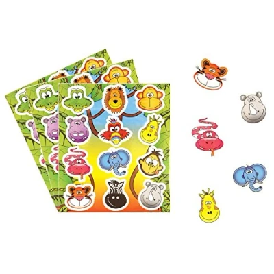 Image of Henbrandt 50x Children&#039;s Jungle Stickers Party Bag Loot Fillers/Classroom Rewards/Lucky Dip Prizes/Party Favours/Stickers for Kids/Children&#039;s