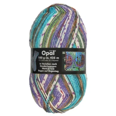 Image of Frida&#039;s Wollhaus Opal 100 g Hundertwasser Sock Wool 4 Ply Stockings Socks Knitting 24 Colours (2106 Rain on Rainy Day)