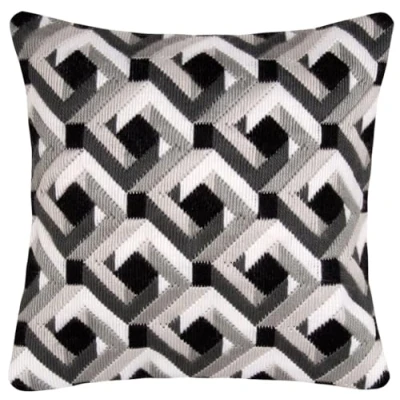Image of Vervaco Black and White Long Stitch Cushion, Multi Colour