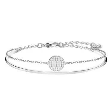 Image of Swarovski womens Bangle, Ginger Bracelet, Crystals,Rhodium plated / White, Medium