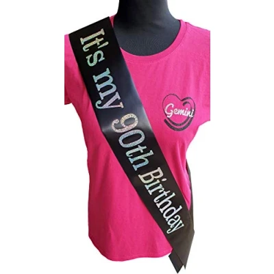 Image of Gemini Ribbons It&#039;s my 90th Birthday Sash Holographic Party Womens Mens Gift