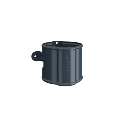 Image of Lindab 87mm Round Steel Downpipe Bracket Dark Grey Galvanised