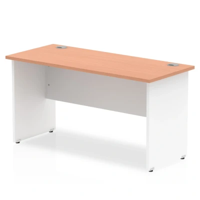Image of Impulse Panel End 1400/600 Rectangle Desk Beech Top White TT000093
