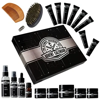 Image of KreativeKraft Advent Calendar for Men 2024, Beard Grooming Kit Mens Toiletries