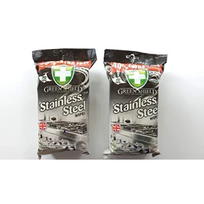 Image of Green Shield Stainless Steel Wipes (Pack of 2, Total 140)