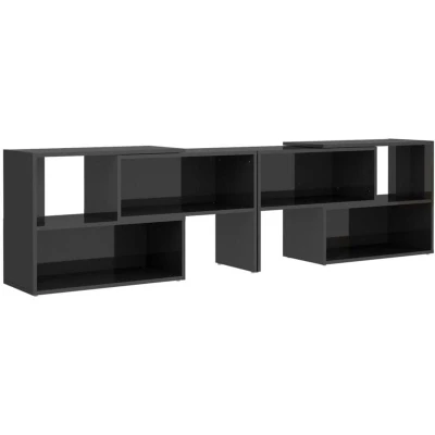 Image of vidaXL TV Cabinet in High Gloss Grey Extendable, Modern Design, Made from Sturdy Engineered Wood, Ideal for Living Room’