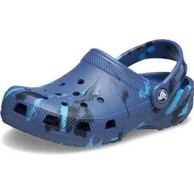 Image of Crocs Unisex Kids Classic Clog K Clogs, Marbled Navy Multi, 11 UK Child