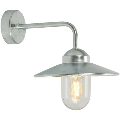 Image of Vansbro Outdoor 1 Light Dome Wall Lantern Galvanized , IP55, E27