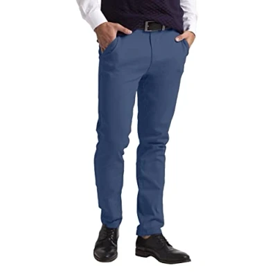 Image of westAce Mens Chino Trousers Slim Fit Stretch Twill Casual Pants (30W / 32L, Vintage Blue)