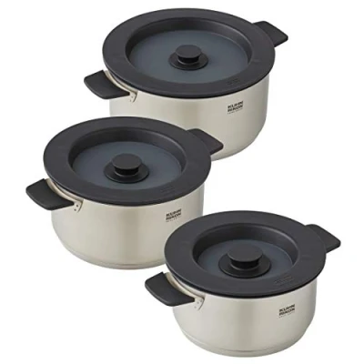 Image of Kuhn Rikon 37588 Smart &amp; Compact 3pc Cooking Pot Set 16cm/20cm/24cm